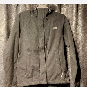 The North Face Jacket Womens Small S Grey TNF Hyvent 2.5L Rain Full Zip Coat